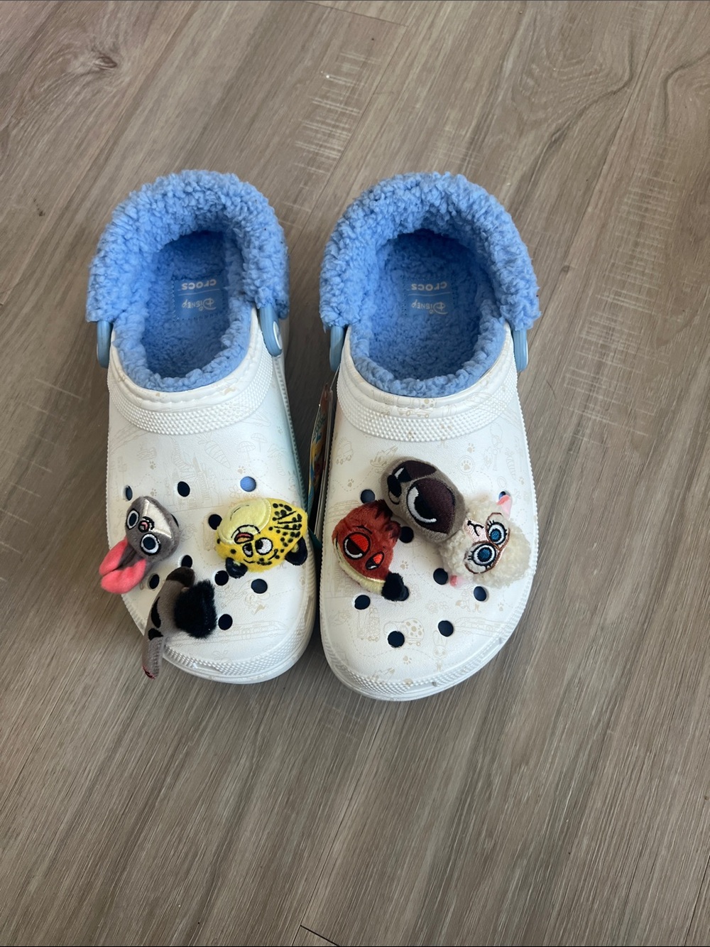 Crocs Zootopia Classic Platform Clogs Blue Lining Character Charms Sz 10 cozy - Picture 6 of 11